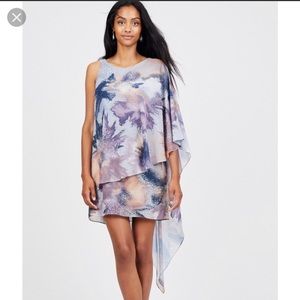 Badgley Mischka For Le Tote Anthropologie Asymmetrical Flowy Layered Dress